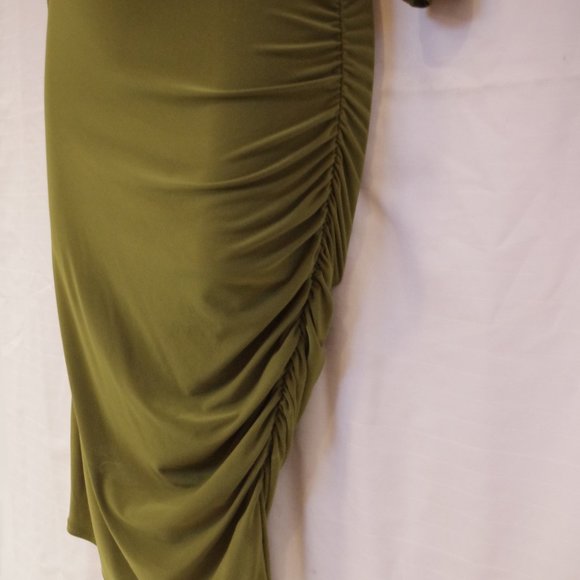 Jacob "Avocado" Cowl Neck Ruched Stretch Dress- Sz. Sm - Picture 3 of 5